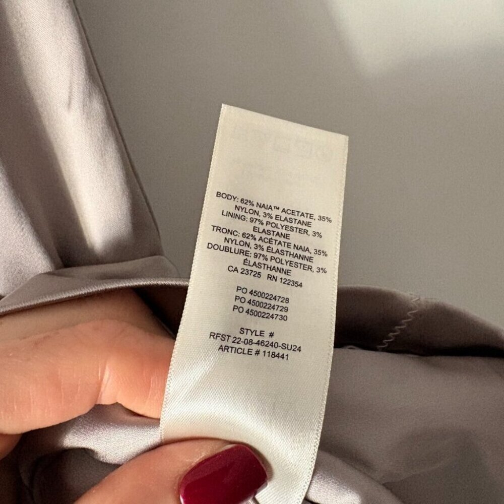 Aritzia Ten by Babaton Shimmer Satin Tube Dress Silver Grey Size 4 - Picture 7 of 7
